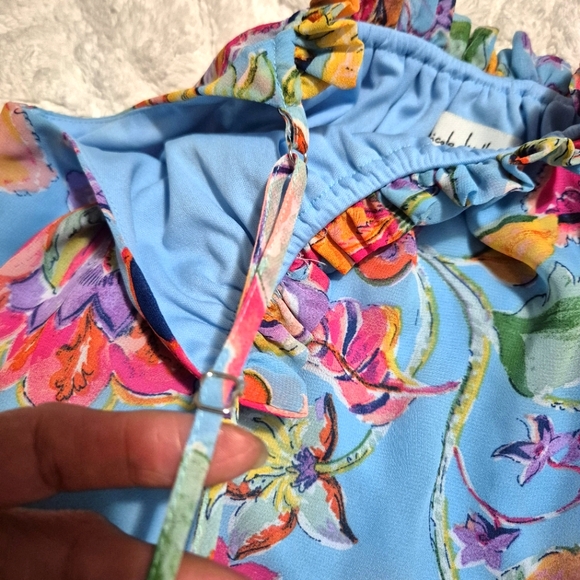 NICOLE MILLER... Light Blue FLORAL MAXI DRESS...SIZE:XS - Picture 10 of 13